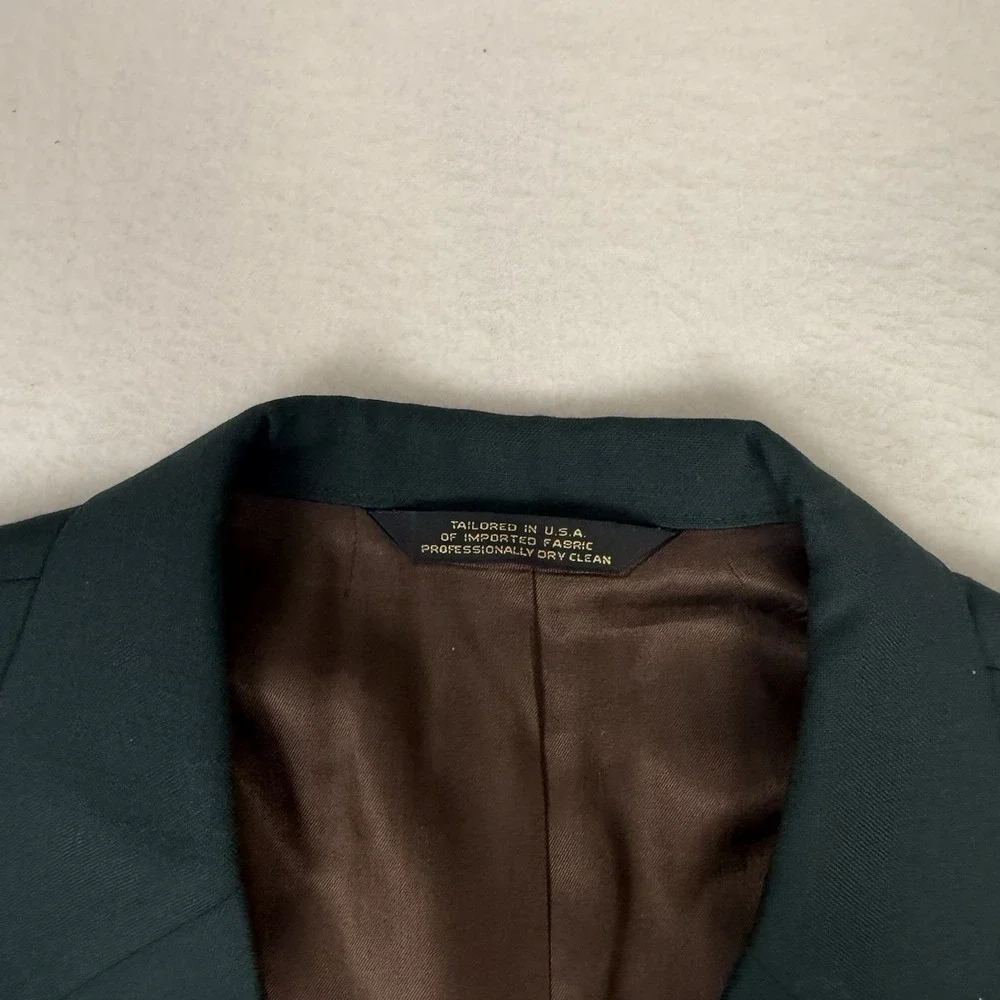 VTG 80s Corbin Platinum Green Blazer Sport Coat GBC Crest Gold Buttons 44L Union